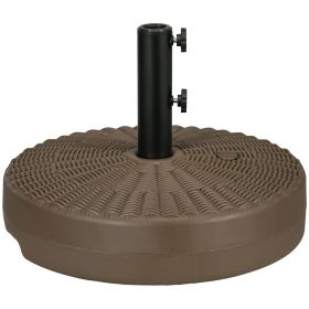 Umbrella Stand Round Fillable Base for 1.5 2 Poles Outdoor Lawn Deck Brown