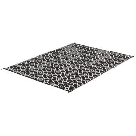 Outdoor Rug 9'x12' Reversible, RV Camping, Black & White Clover, Easy to Carry