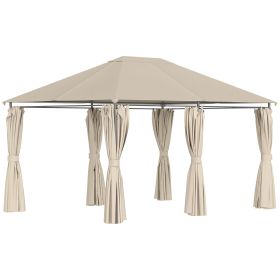 10' x 13' Outdoor Patio Gazebo Canopy Shelter with 6 Removable Sidewalls, & Steel Frame for Garden, Lawn, Backyard and Deck, Khaki