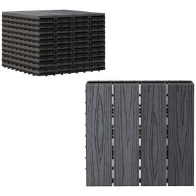 12x12 Interlocking Patio Tiles, 11PCS WPC Quick Interlocking, Resistant To Rot and Splintering, DIY, for Porch, Balcony, Grey