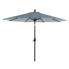 9' Blue and Green Medallion Patio Umbrella Crank Lift and 3 Position Tilt