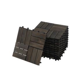 30 PCS Interlocking Deck Tiles Striped Pattern, 12" x 12" Square Light Gray Acacia Hardwood Outdoor Flooring for Patio, Bancony, Pool Side