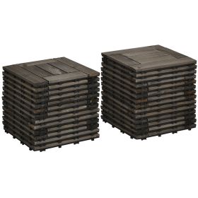 27 Pcs Wooden Interlocking Deck Tiles, 12" x 12" Non-slip Flooring Tiles for Indoor Outdoor Patio Balcony, Grey