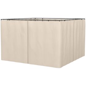 10' x 10' Universal Gazebo Sidewall Set with 4 Panels, Hooks/C-Rings Included for Pergolas & Cabanas, Beige
