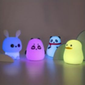 1 LED Bunny,Fat BearStupid Bea,rChestnut Bea,rDuck Night Light,Cute Rainbow Light Changing Silicone Light, Pat Control, USB Charging Soft Silicon (Option: W13532879)