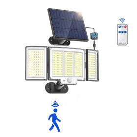 1,2 Pack Solar Lights Outdoor 348 LED Motion Sensor Lights With Remote Control  3 Head Waterproof (Option: 1PCs)