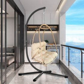 JESE Swing Egg Chair with Stand â€“ Foldable Hanging Chair for Indoor & Outdoor Use â€“ 300lbs Capacity (Color: Khaki)