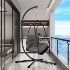 JESE Swing Egg Chair with Stand â€“ Foldable Hanging Chair for Indoor & Outdoor Use â€“ 300lbs Capacity (Color: Black)